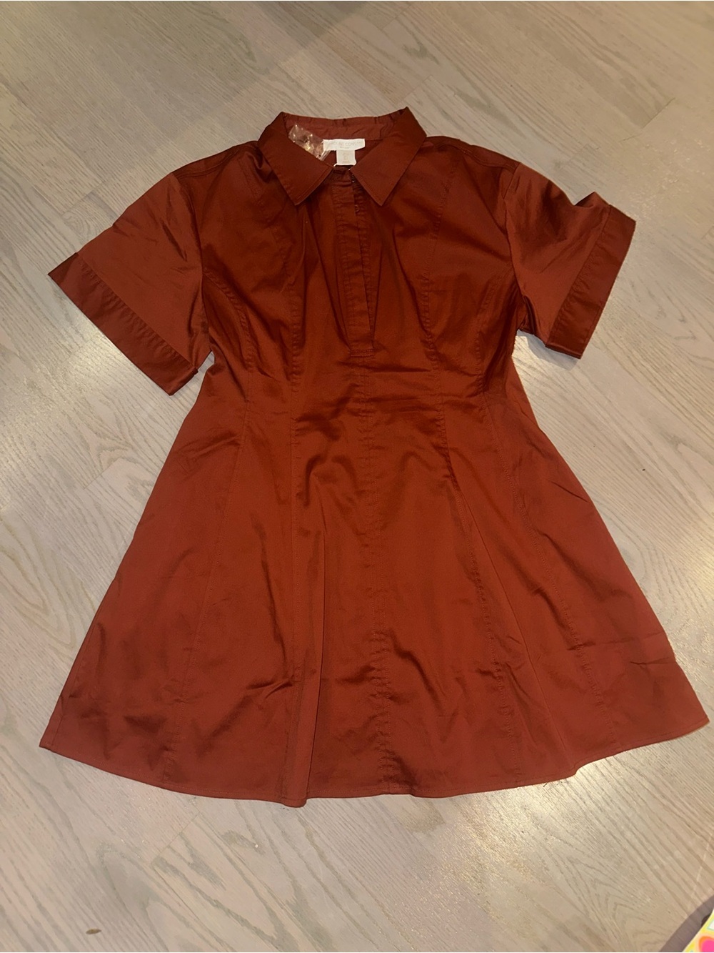Caroline Constas Short-Sleeve Mini Dress in Rust